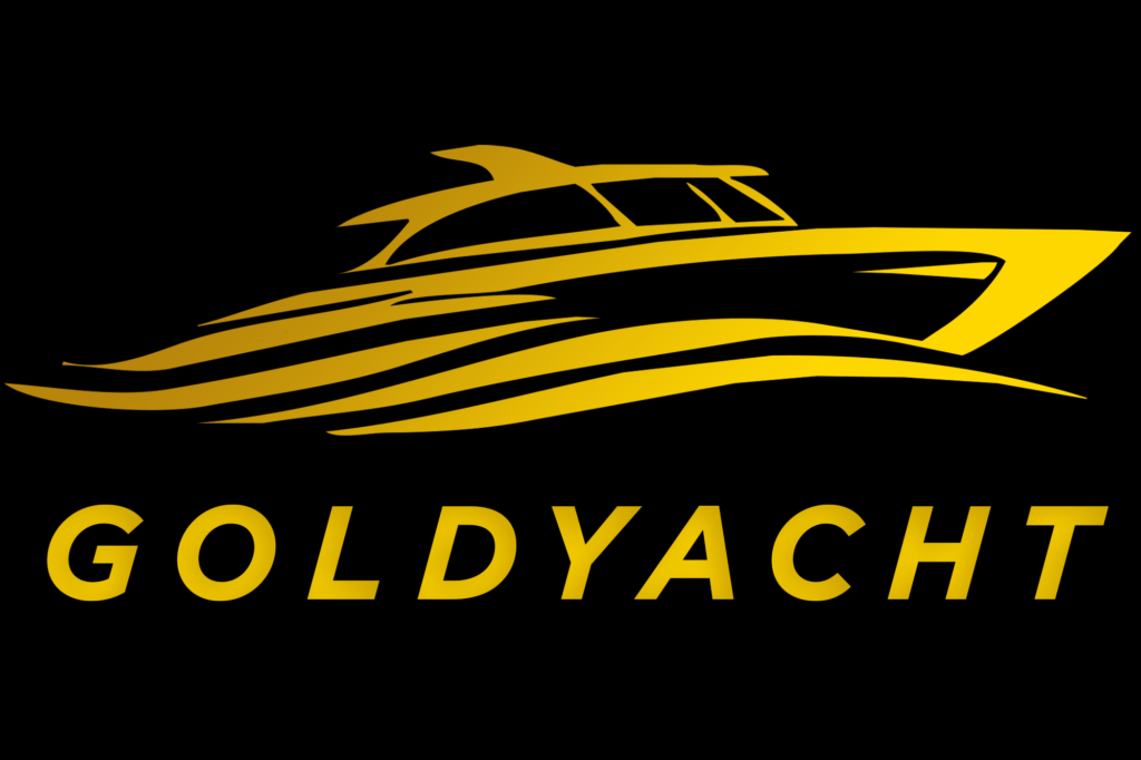 logo goldyacht złote na czarnym tle